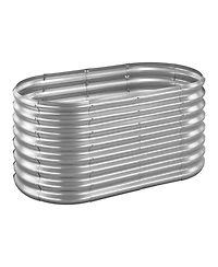 Gouun Oval Metal Raised Garden Bed, Galvanized Planter Box with Open Bottom