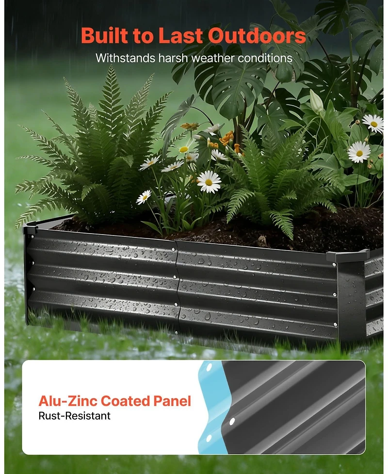 Gouun 2 Pack Galvanized Raised Garden Beds, Metal Planter Boxes, Alu-Zinc Coating
