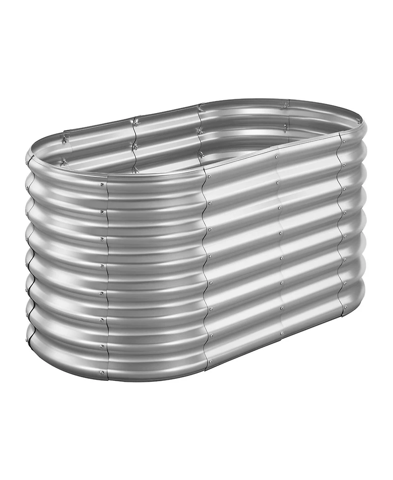 Gouun Oval Metal Raised Garden Bed, Galvanized Planter Box with Open Bottom
