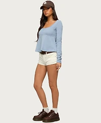 Edikted Women's Sare Striped Babydoll Henley Top