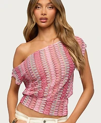 Edikted Women's Taniya Off Shoulder Zigzag Knit Top