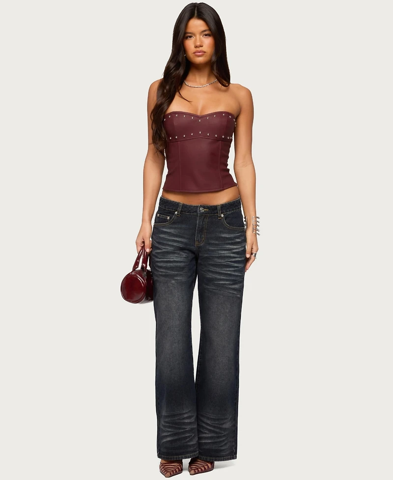 Edikted Women's Izara Studded Faux Leather Corset