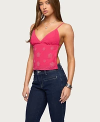 Edikted Women's Kazi Backless Floral Bead Top