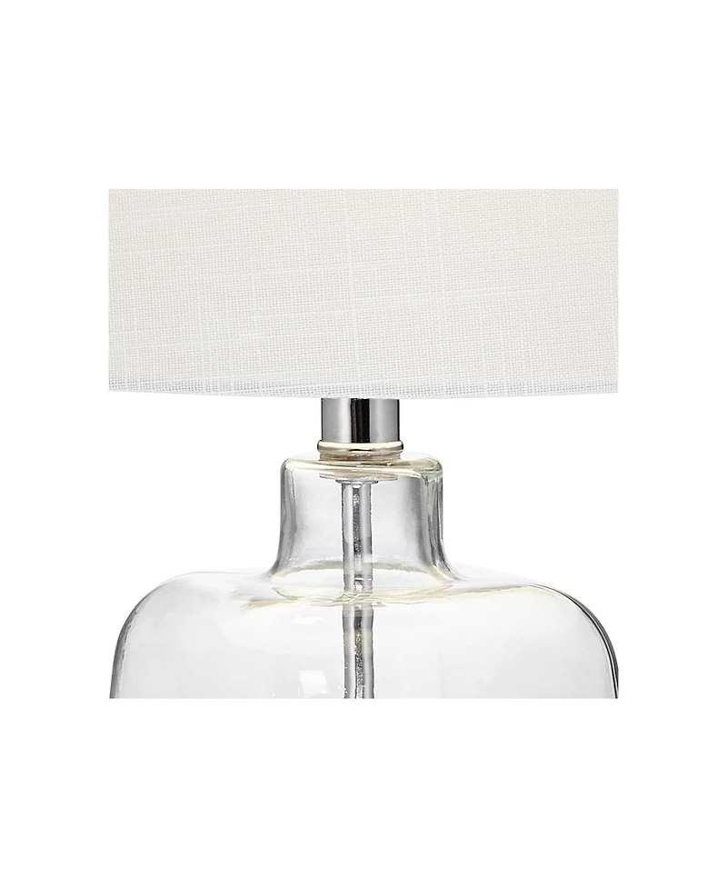360 Lighting Coastal Country Style Accent Table Lamp with Table Top Dimmer 21.75" High Clear Glass Fabric Drum Living Room Bedroom House