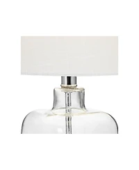 360 Lighting Coastal Country Style Accent Table Lamp with Table Top Dimmer 21.75" High Clear Glass Fabric Drum Living Room Bedroom House