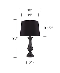 Regency Hill Traditional Table Lamps 25" High Set of 2 with Usb Port Bronze Metal Led Touch On Faux Silk Drum Shade for Bedroom Living Room