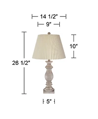 Regency Hill Rustic Farmhouse Table Lamps High Set of 2 -Washed Faux Wood Linen Pleat Shade for Bedroom Living Room