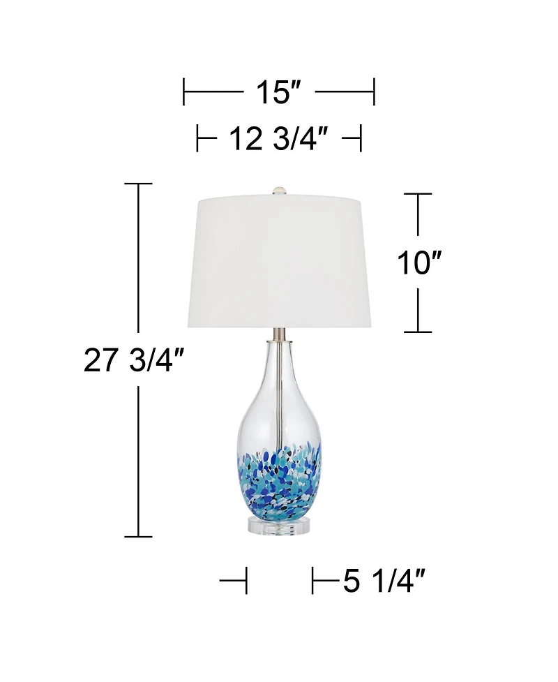 360 Lighting Marnie 27 3/4" Tall Curved Modern Coastal Table Lamps Set of 2 Art Glass Living Room Bedroom (Colors May Vary)