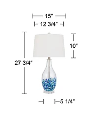 360 Lighting Marnie 27 3/4" Tall Curved Modern Coastal Table Lamps Set of 2 Art Glass Living Room Bedroom (Colors May Vary)