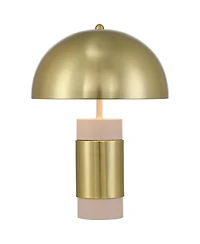 360 Lighting Delia High Antique Brass Mushroom Accent Table Lamp with Dimmer