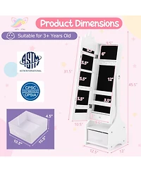 Gouun Princess Vanity Table and Stool Set with Jewelry Cabinet and Mirror Drawer