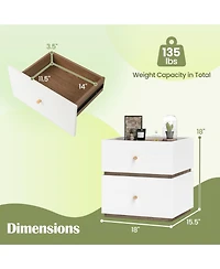 Gouun 2-Drawer Modern Nightstand with Storage for Bedroom