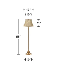 360 Lighting Dyna Traditional 58" Tall 2-Light Standing Floor Lamp Pole Pull Chain Antique Brass Finish