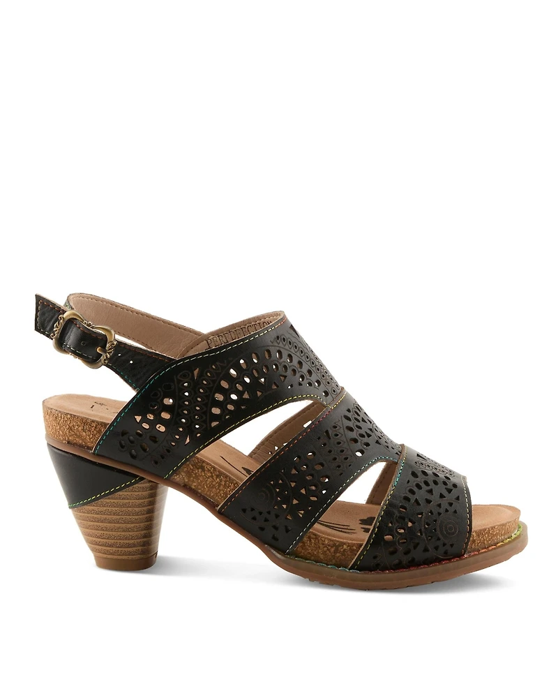 L`Artiste Perfdfection Women s Leather Sandal with Hand-painted Comfort Fit