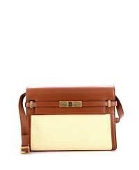 Pre-Owned Saint Laurent Medium Manhattan Shoulder Bag Woven Raffia with Leather