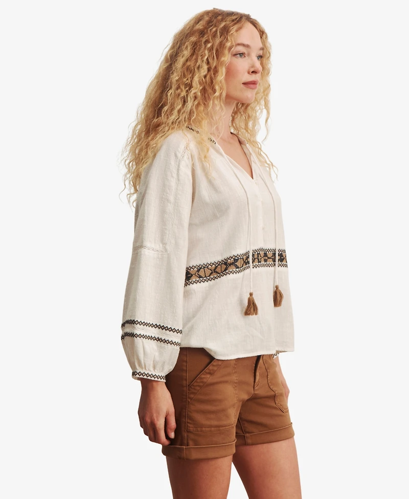 Sanctuary Women's Embroidered Long-Sleeve Blouse