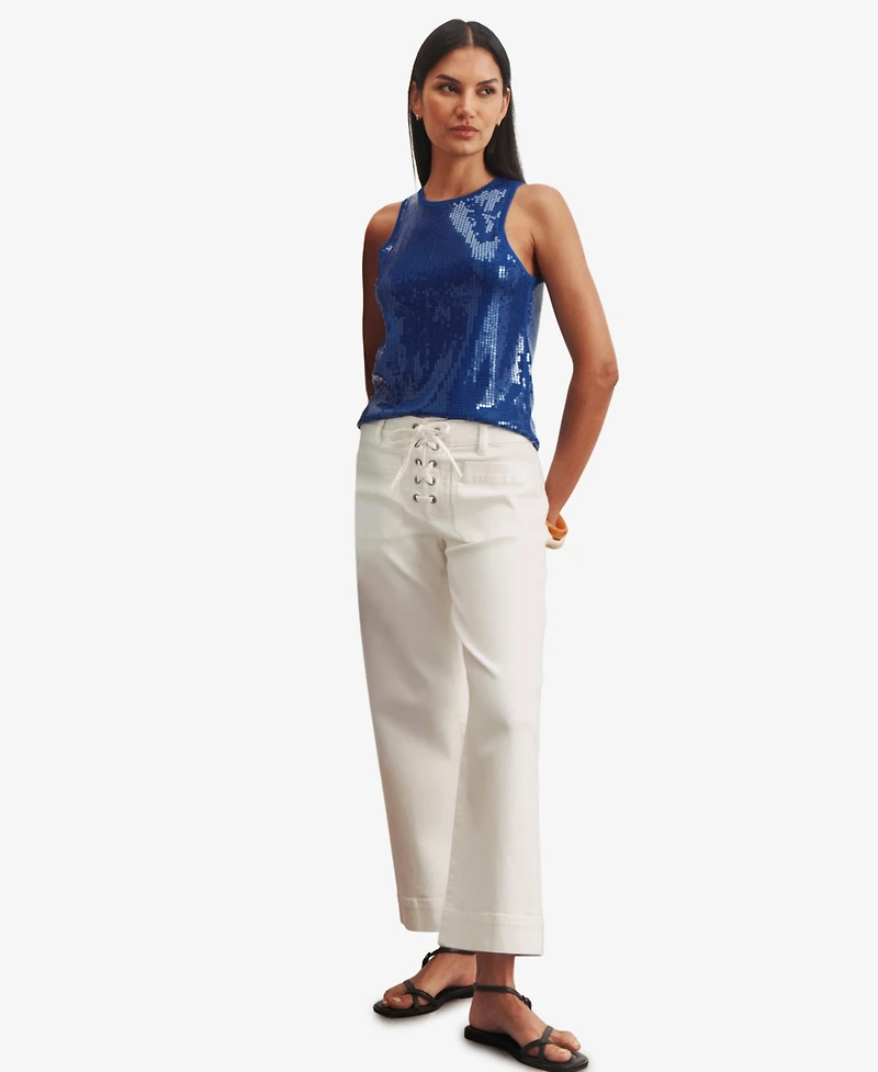 Sanctuary Women's Lace-Up Mariner Straight-Leg Denim Pants