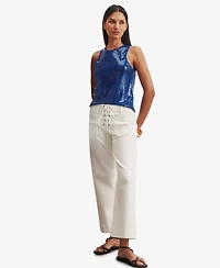 Sanctuary Women's Lace-Up Mariner Straight-Leg Denim Pants