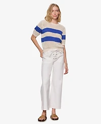 Sanctuary Women's Beachside Openwork Crewneck Cotton Top