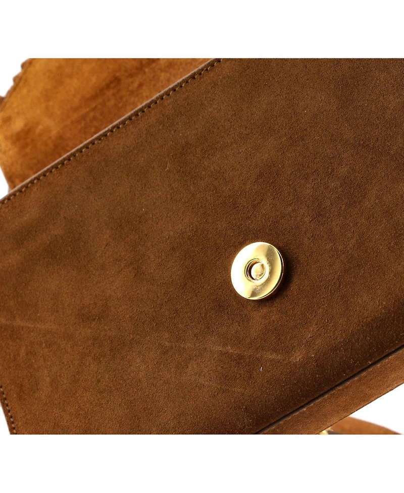 Pre-Owned Saint Laurent Small Classic Monogram Fringe Crossbody Bag Suede