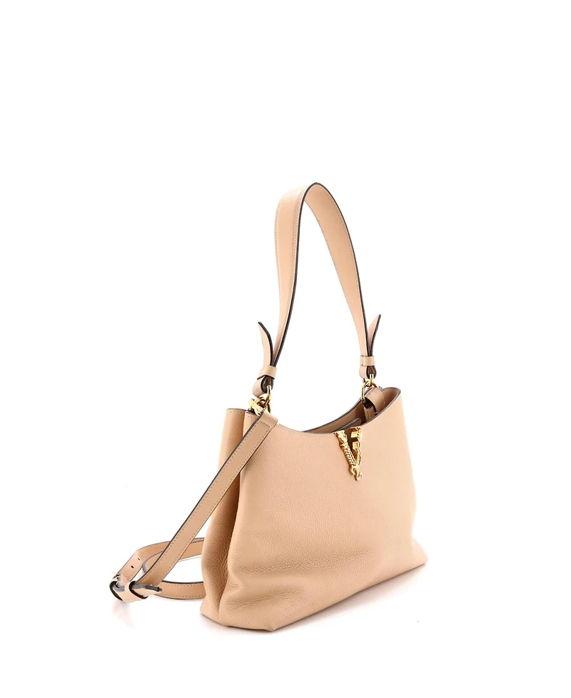 Pre-Owned Versace Small Virtus Hobo Leather