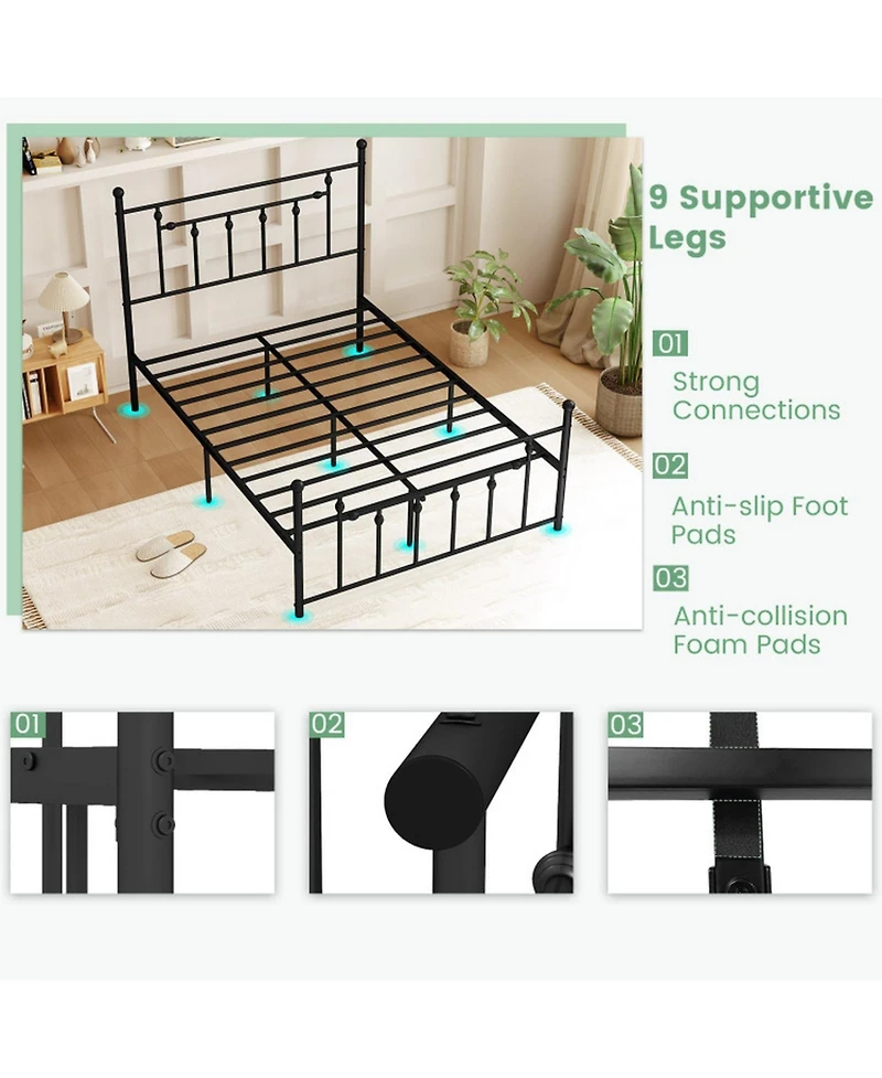 Gouun Metal Bed Frame with Headboard