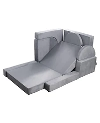 Gouun 14-Piece Modular Kids Play Couch with Armrests, Convertible Sectional Toddler Sofa