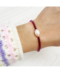 The Lovery Ruby Ombre Bead Pearl Bracelet 14K Gold