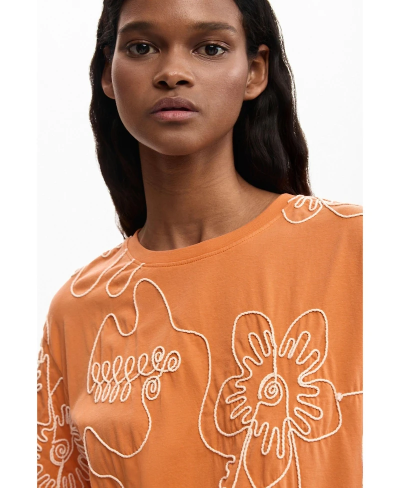Desigual Women's Embroidered Flowers T-shirt