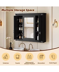 Busdays Bathroom Wall Cabinet with Mirror, Wall Mounted Medicine Cabinet with 4 Shelves, Mirrored Door Over Toilet Storage Cabinet