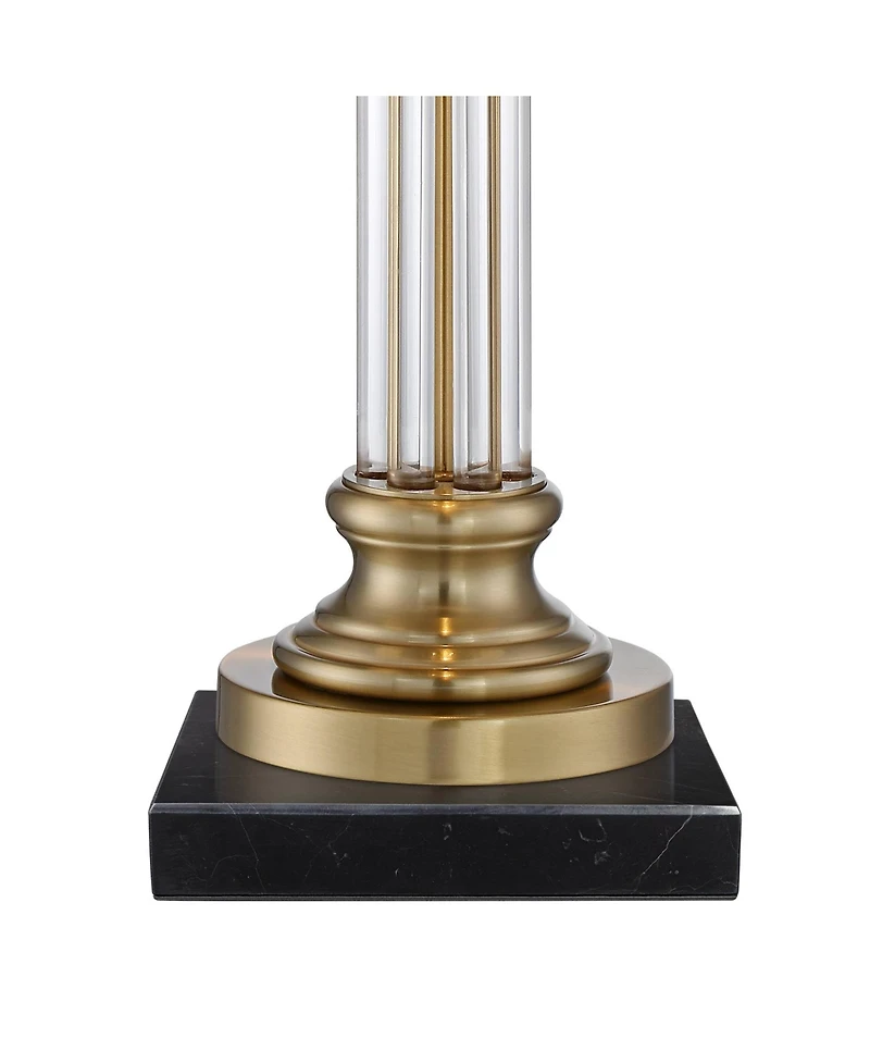 Vienna Full Spectrum Rolland Traditional Table Lamp with Square Marble Riser 30" Tall Antique Brass Crystal Shade for Living Room Home