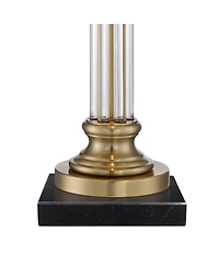 Vienna Full Spectrum Rolland Traditional Table Lamp with Square Marble Riser 30" Tall Antique Brass Crystal Shade for Living Room Home