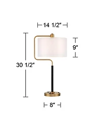 Possini Euro Design Carlyle 30 1/2" Tall Mid Century Modern Desk Lamps Set of 2 Usb Port Smart Socket Ac Power Outlet
