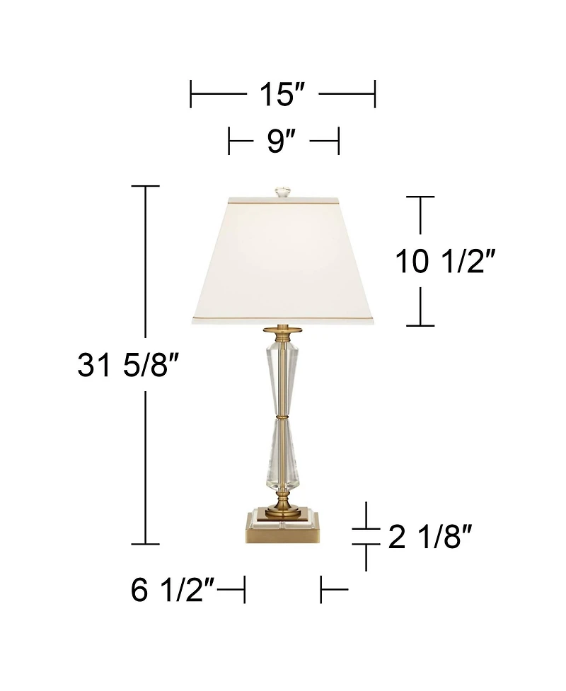 Stiffel Heath 31 5/8" Tall Large Traditional End Table Lamp Usb Port Luxe Crystal Single Living Room Charging