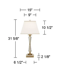 Stiffel Heath 31 5/8" Tall Large Traditional End Table Lamp Usb Port Luxe Crystal Single Living Room Charging