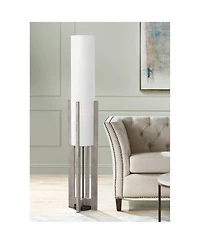 Possini Euro Design Arrista Modern 63" Tall Standing Floor Lamp Cylinder Foot Switch Wood Wash Finish Living Room Bedroom