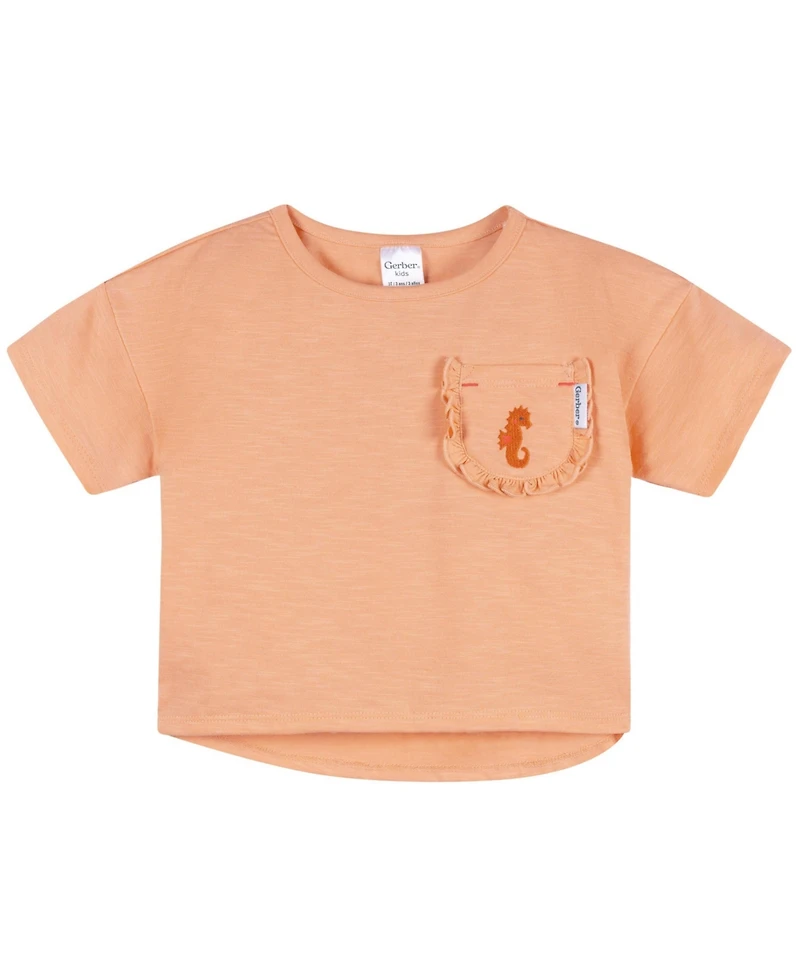 Gerber Toddler Girls 2-Piece Pocket Tee and Shorts Set