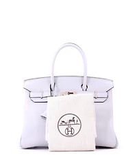Pre-Owned HERMES Birkin 30 Handbag Blue Clemence with Palladium Hardware