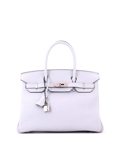 Pre-Owned HERMES Birkin 30 Handbag Blue Clemence with Palladium Hardware