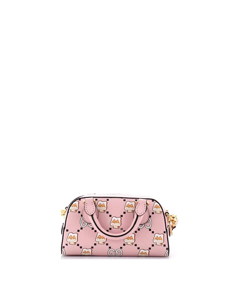 Pre-Owned Gucci Mini Ophidia Convertible Boston Top Handle Bag Kawaii Printed Leather