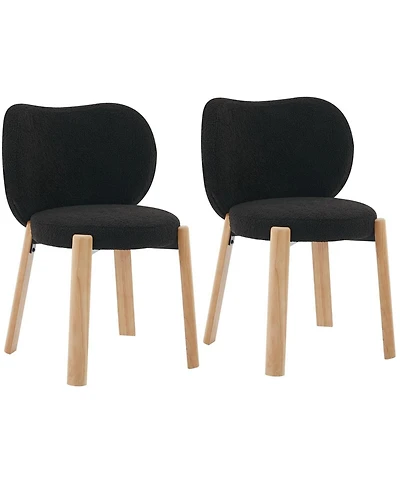 gaomon Set of 2 Heart-Back Teddy Vanity Chairs, Armless Small-Space Seating, 300 lb Capacity, Fits Under 24" Desks
