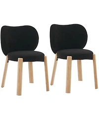 gaomon Set of 2 Heart-Back Teddy Vanity Chairs, Armless Small-Space Seating, 300 lb Capacity, Fits Under 24" Desks