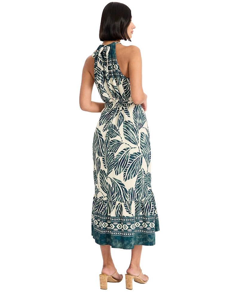 Maggy London Women's Halter Neck Printed Midi Dress