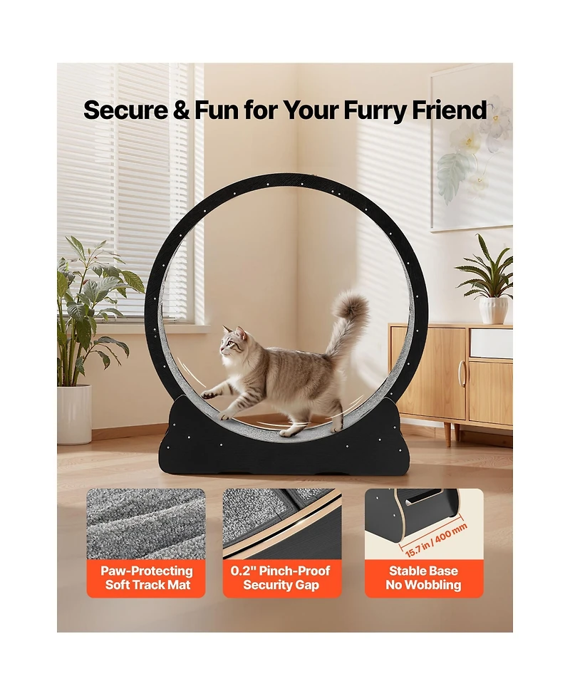 Zeus and Ruta 48 Inch Cat Exercise Wheel for Indoor Cats up to 28 lbs Carpeted Treadmill with Locking Mechanism