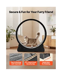 Zeus and Ruta 48 Inch Cat Exercise Wheel for Indoor Cats up to 28 lbs Carpeted Treadmill with Locking Mechanism