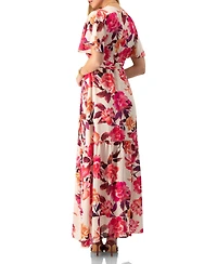 Ivonne Women's Crossed V-Neck Wrap Floral Maxi Dress