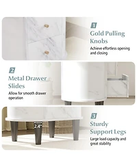 Gouun 2-Drawer Faux Marble Nightstand with Modern Storage Design