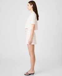 French Connection Womens Collared Gingham Crop Shirt Belted Mini Skirt