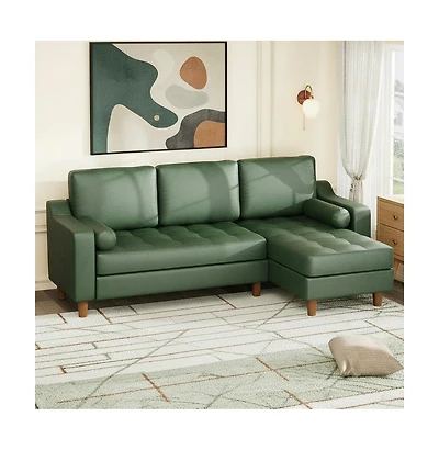 gaomon 88.9" L-Shaped Sofa with Chaise, Mid-Century Modern 3-Seater Couch
