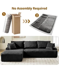 gaomon 106" Modular Sectional Sofa, L-Shaped Corduroy Couch with Chaise, No Assembly